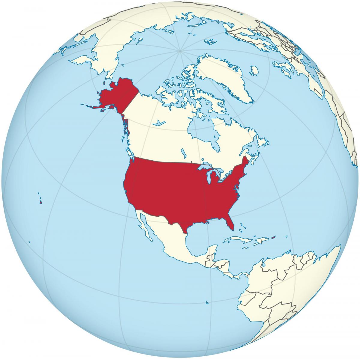 アメリカ大陸の地図上のアメリカの位置